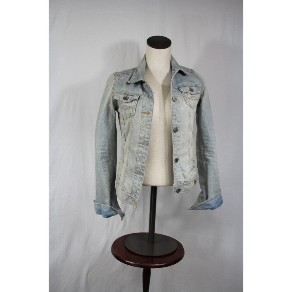 Abercrombie Denim Tucker Jean Jacket Girls Size XL Light Blue Distressed